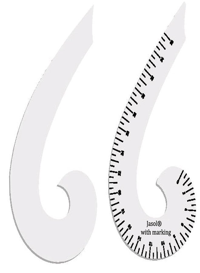 Jasol French Curve with French Curve with Marking Set of 2 Armhole Curve Tailoring Materials pack of 2 (white) - Image 1